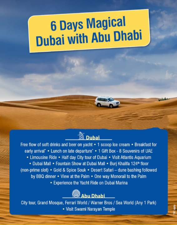 Dubai Sun, Sand & Skyscrapers: 6 Days & 5 Nights in Dubai with Abu Dhabi